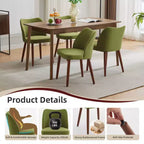 Linen Dining Chairs Set of 2, Upholstered Fabric Side Chairs with Wing Backrest, Thick Cushions & Wood Legs for Dining Room, Living Room