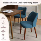 Linen Dining Chairs Set of 2, Upholstered Fabric Side Chairs with Wing Backrest, Thick Cushions & Wood Legs for Dining Room, Living Room