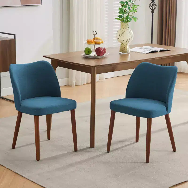 COZONY Linen Dining Chairs Set of 2, Upholstered Fabric Side Chairs with Wing Backrest, Thick Cushions & Wood Legs for Dining Room, Living Room