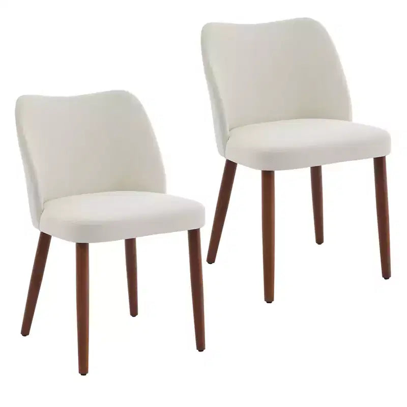 Linen Dining Chairs Set of 2, Upholstered Fabric Side Chairs with Wing Backrest, Thick Cushions & Wood Legs for Dining Room, Living Room