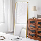 Miroir sur pied moderne 64*17in à coins arrondis, Miroir pleine longueur multifonctionnel avec trou de suspension, Miroir mural pour dressing, salon