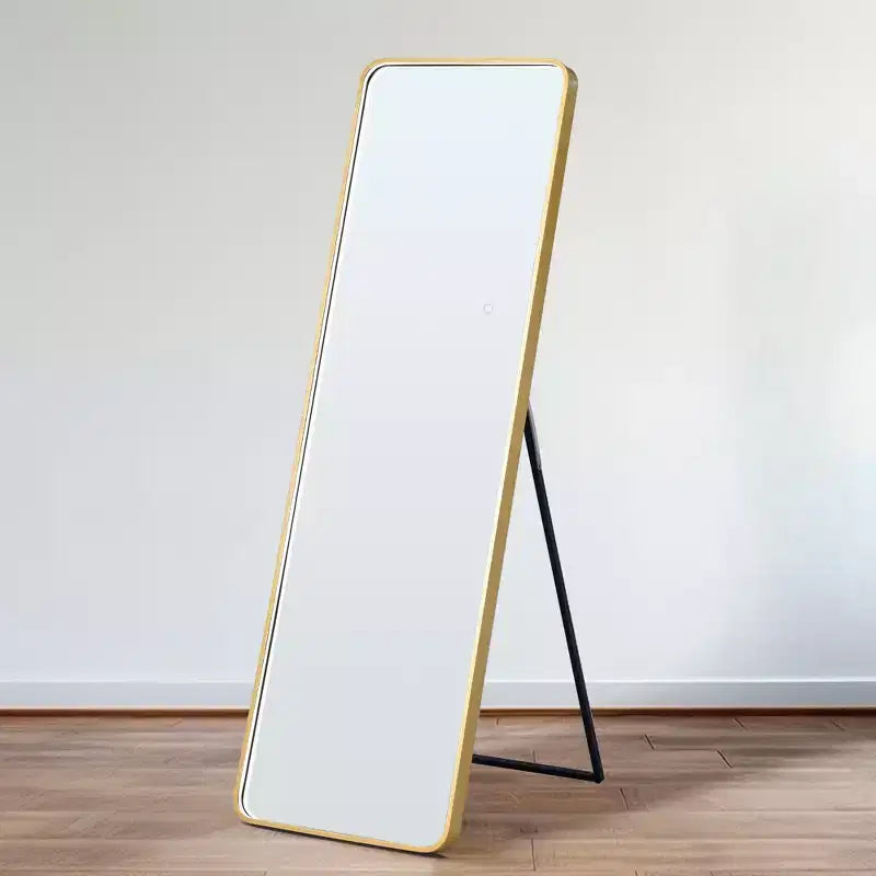 Miroir sur pied moderne 64*17in à coins arrondis, Miroir pleine longueur multifonctionnel avec trou de suspension, Miroir mural pour dressing, salon