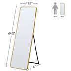 Miroir sur pied moderne 64*17in à coins arrondis, Miroir pleine longueur multifonctionnel avec trou de suspension, Miroir mural pour dressing, salon
