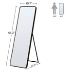Miroir sur pied moderne 64*17in à coins arrondis, Miroir pleine longueur multifonctionnel avec trou de suspension, Miroir mural pour dressing, salon