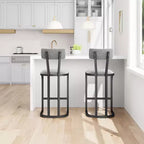 Lot de 2 chaises de bar avec dossier et pieds en métal, rembourrées, pour cuisine