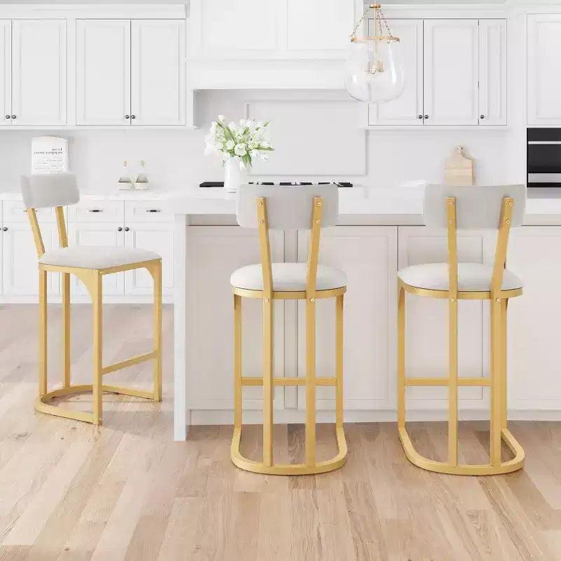 Set of 2 Bar Chair with Back and Metal Leg with Upholstered for Kitchen