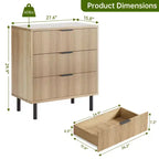 Commode 3 tiroirs cannelés, commode large en bois, commode de rangement moderne pour chambre à coucher et salon