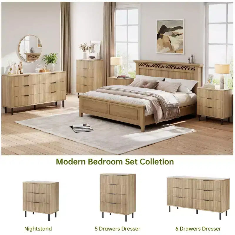 Commode 3 tiroirs cannelés, commode large en bois, commode de rangement moderne pour chambre à coucher et salon
